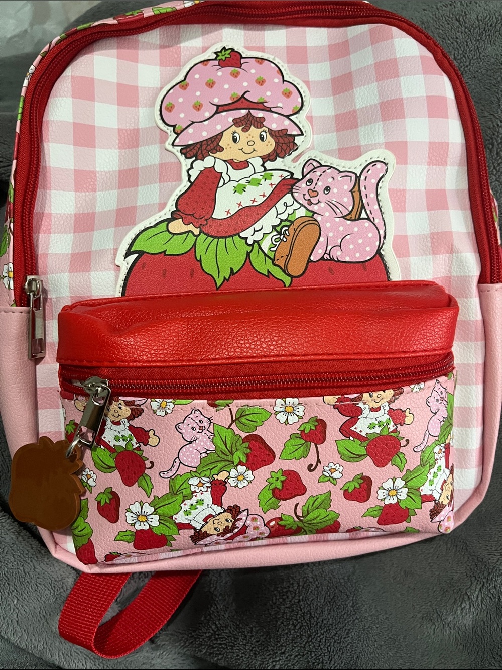 Strawberry Themed Kids Backpack - Pink & Red